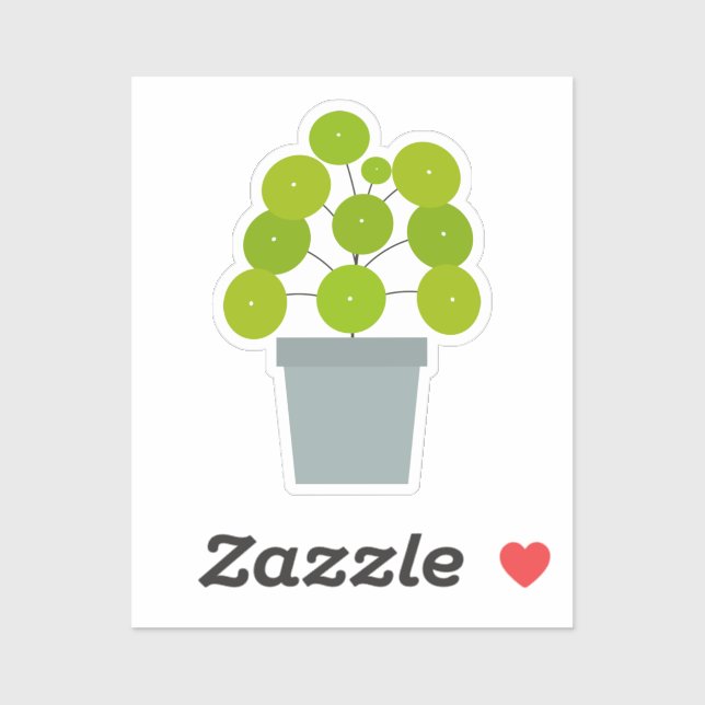 Pilea peperomioides Sticker plante en vinyle coupé (Feuille)