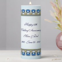 Pilier Gold Sapphire Bleu 45e Anniversaire Mariage