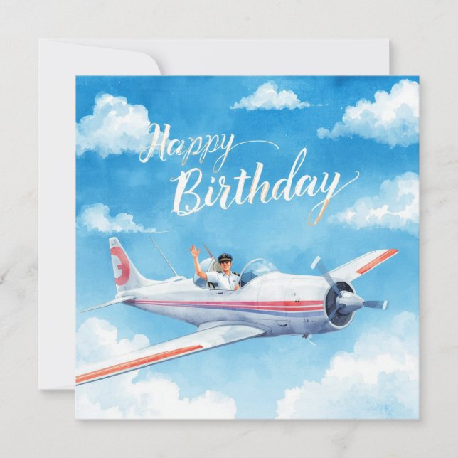 Pilot Happy Birthday on the airplane (Devant)
