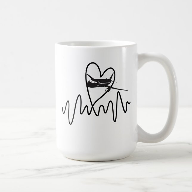 Pilote d'avion battement de coeur Vol de café Mug (Droite)