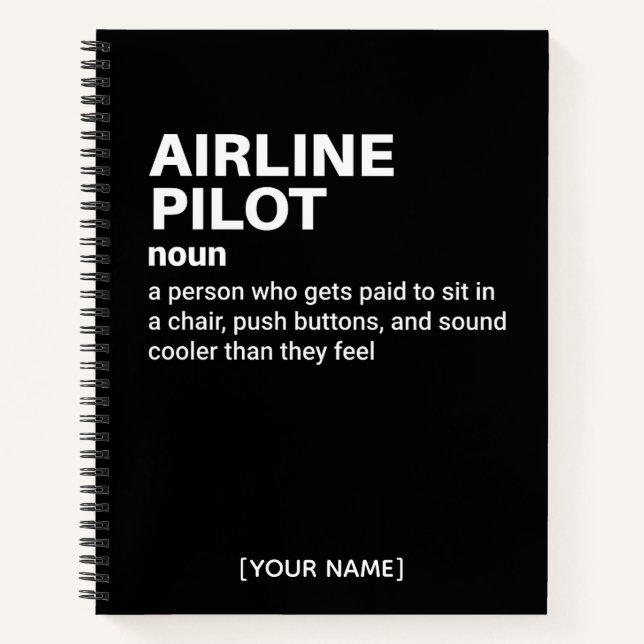 Pilote de ligne - Carnet de définition amusant (Devant)