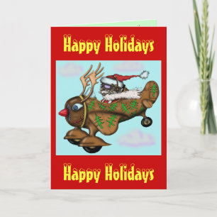 Pilote drôle de Père Noël sur la carte de Noël