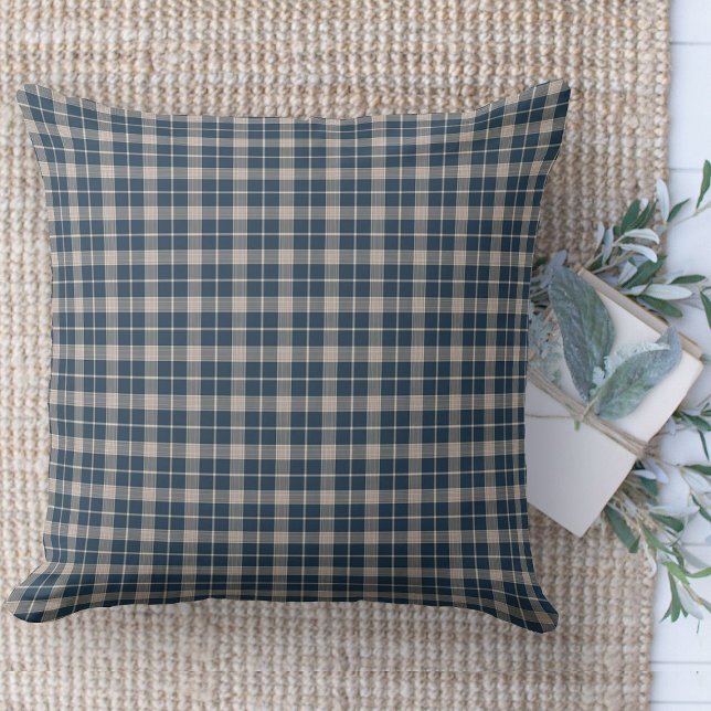 Piloteurs Plaid | Coussins décoratifs pour canapé (throw pillow farmhouse pillows country blue and beige gingham plaid throw pillow )