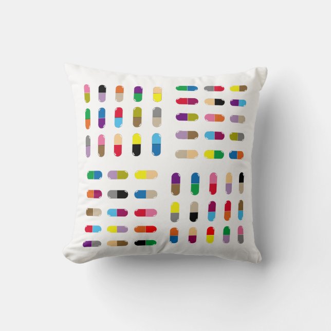 Pilules pop-art sur un coussin (Recto)