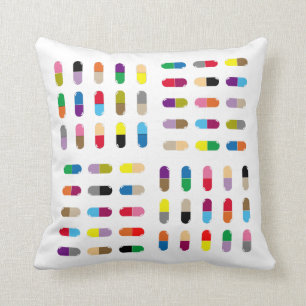 Pilules pop-art sur un coussin