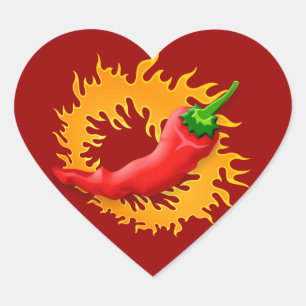 Piments de chili avec stickers flamme