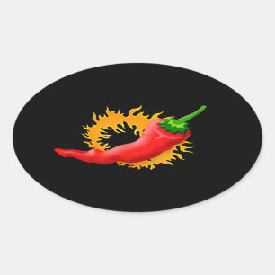 Piments de chili avec stickers flamme