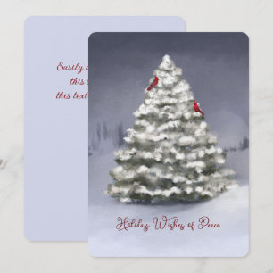 Pin couvert de neige Deux cardinaux Noël