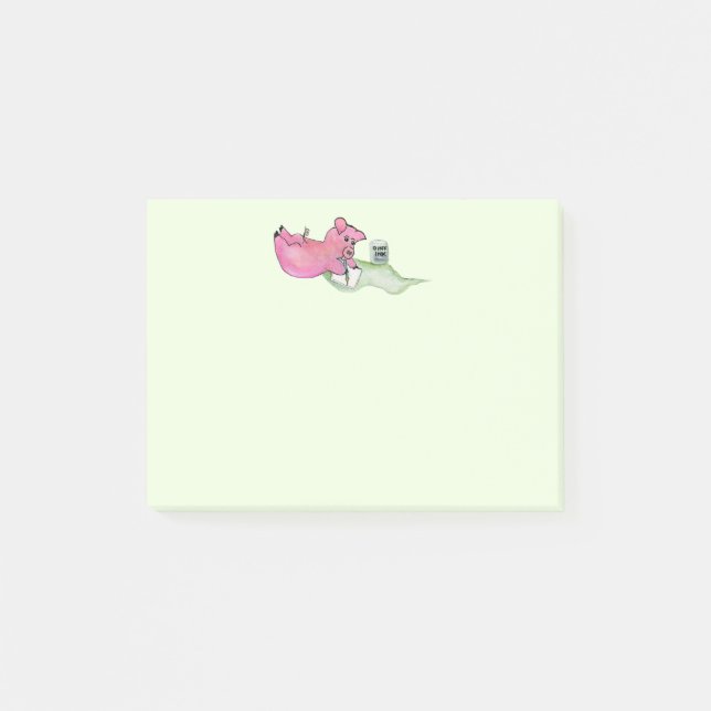 Pin de porc, porc écrit le post-it de notes (Devant)