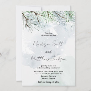 Pin d'hiver Blanc Neige Mariage Invitations