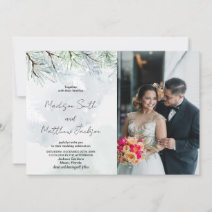 Pin d'hiver blanc Neige Mariage Invitations avec p