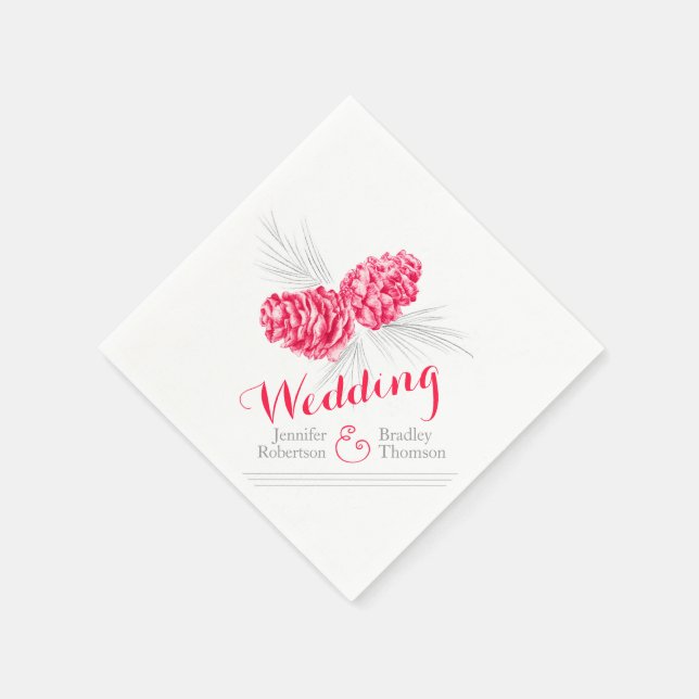 Pin d'hiver rouge art mariage serviettes en papier (Coin)