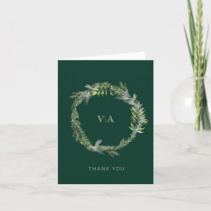 Pin d'hiver vert avec Monogramme Mariage