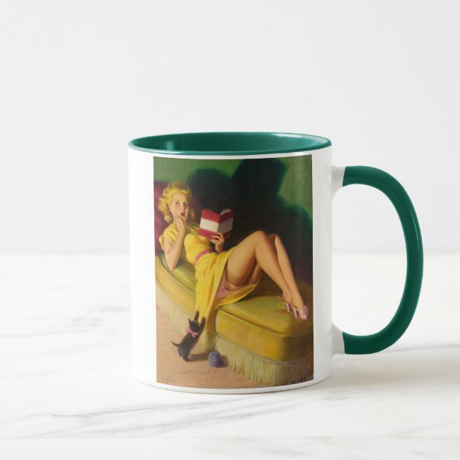 Pin Up Girl Art Vintage Café Mug (Droite)