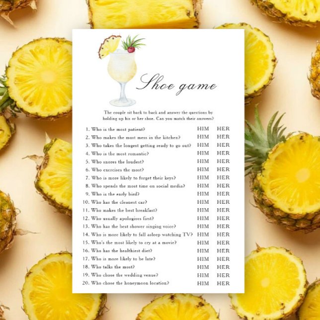 Pina Colada Cocktail Bridal shower Shoe game (Créateur téléchargé)