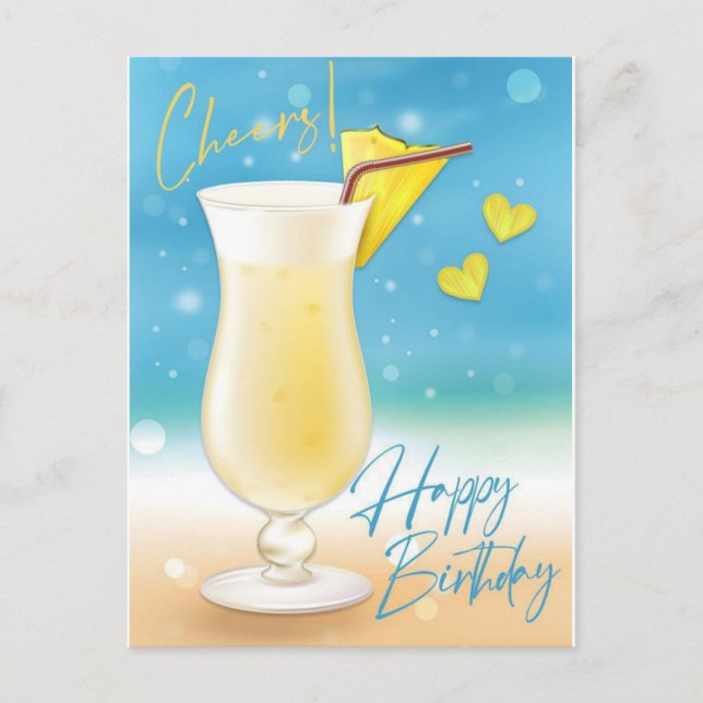 Pina Colada salue heureux Anniversaire Carte posta (Devant)