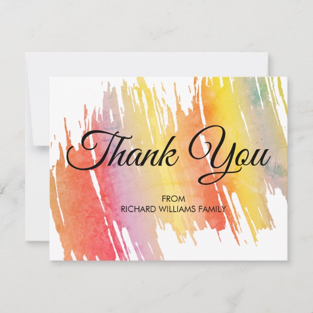 Pinceau aquarelle orange rouge merci (Devant)