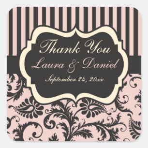 Pinceau rose, crème, Gris Sticker de mariage préfé