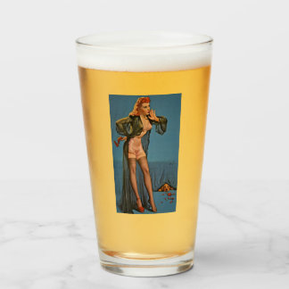 Pinceau vers le haut pinte de fille verre