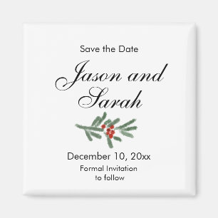 Pine and cranberry    Save the date   Magnet