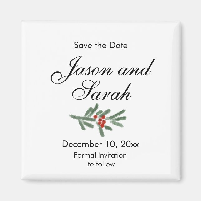 Pine and cranberry  | Save the date | Magnet (Devant)
