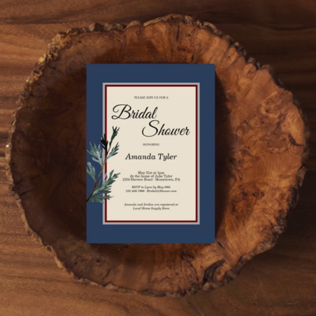 Pine Bleu hiver nuptiale de douche Invitation (Créateur téléchargé)