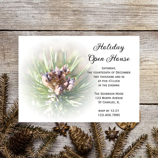 Pine Branch Holiday Open House Party Invitation (Créateur téléchargé)