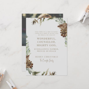 Pine Cone Écriture de Noël Photo chrétienne