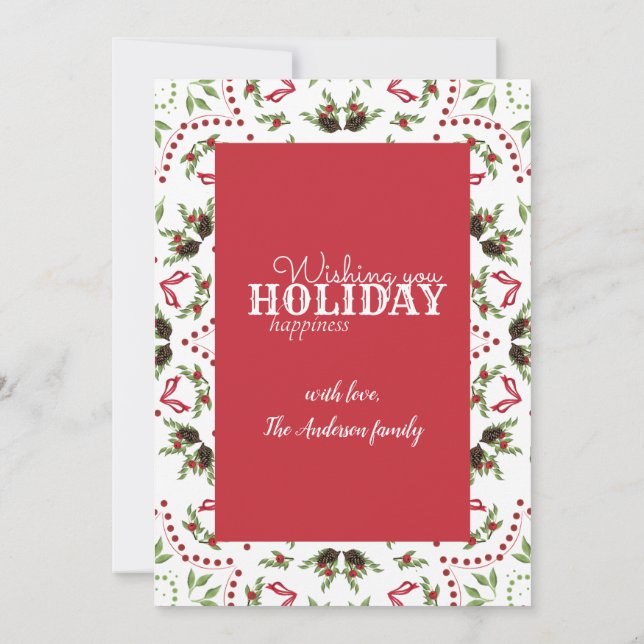 Pine cône et baies Mandala carte photo (Dos)