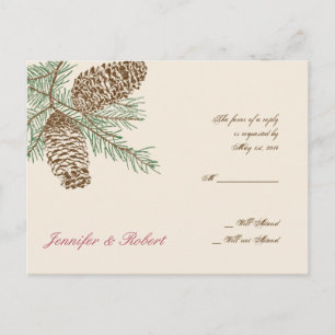 Pine Cone Nature sur Crème Mariage Carte postale R