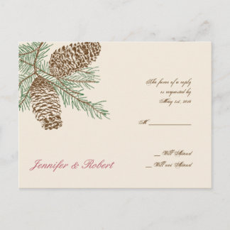 Pine Cone Nature sur Crème Mariage Carte postale R