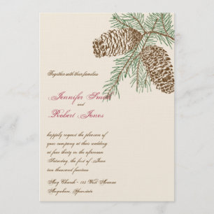 Pine Cone Nature sur la Faire-part de mariage de c
