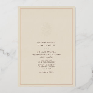 Pine Cône off White Mariage Foil Invitation