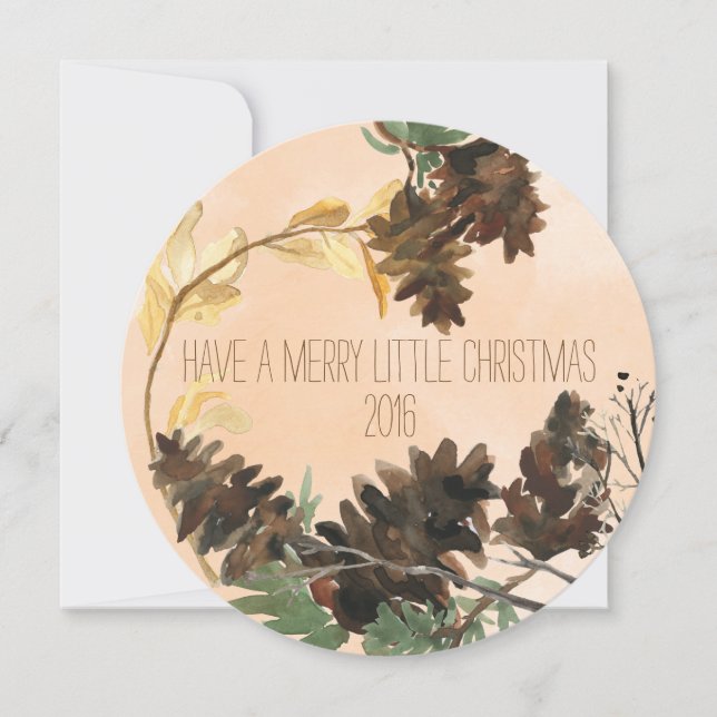 Pine Cones Chistmas Round Vacances Carte photo (Devant)