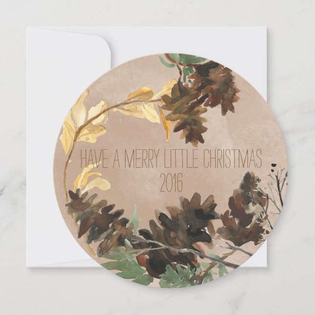Pine Cones Chistmas Round Vacances Carte photo (Devant)