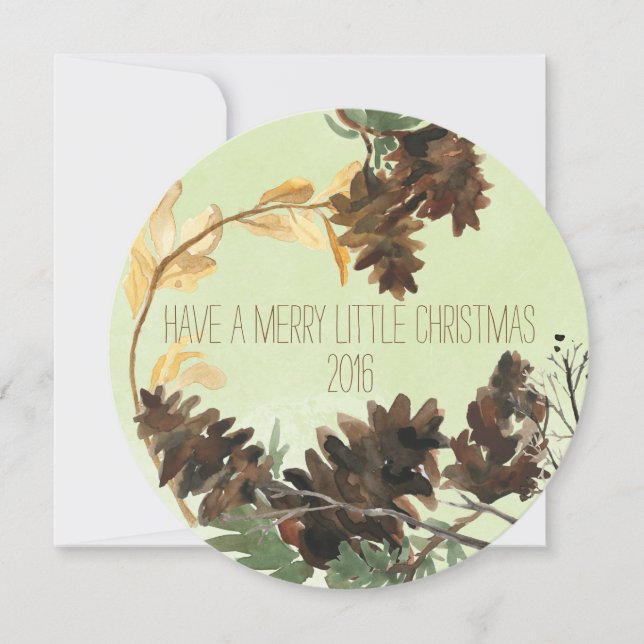 Pine Cones Chistmas Round Vacances Carte photo (Devant)