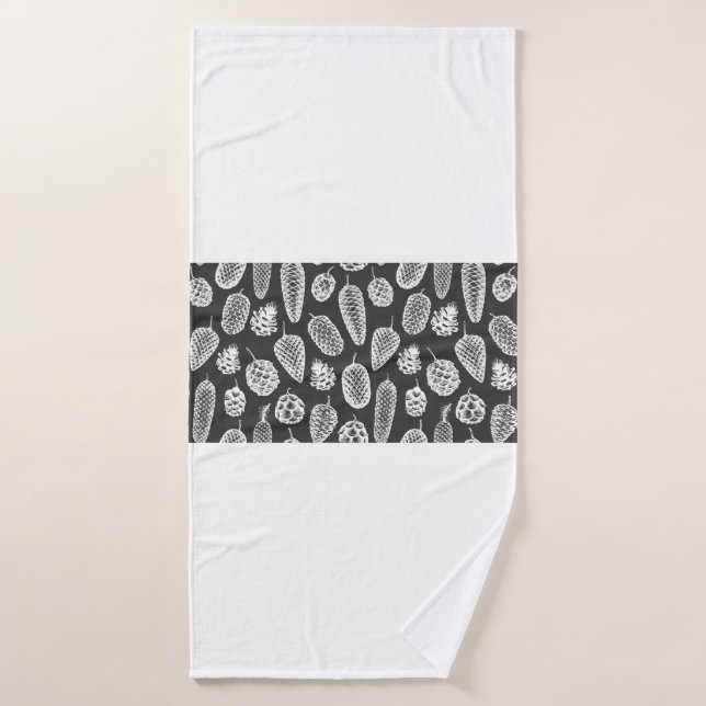 Pine cones hand drawn seamless pattern. Botanical  (Serviette de bain)