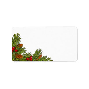 Pine Cones Holly Berries Xmas Blank Étiquette de a