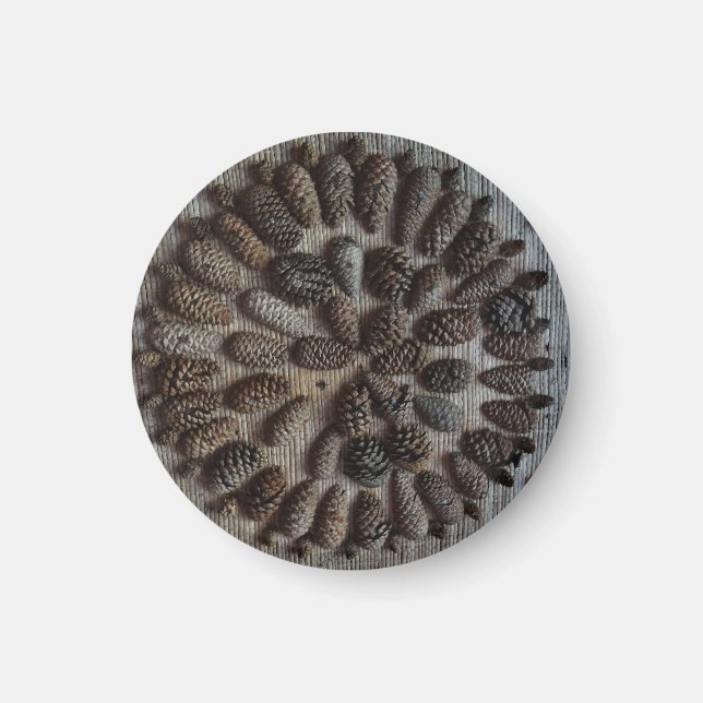 Pine Cônes Mandala Petit Aimant Rond De 3,2 Cm (Devant)