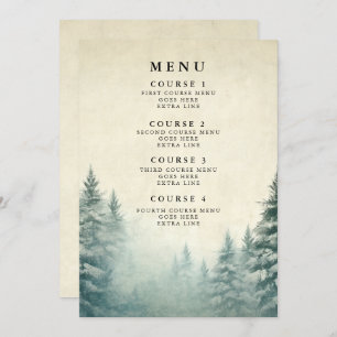 Pine d'aquarelle rustique Menu Mariage d'hiver