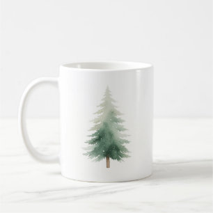 Pine d'hiver Arbre de Noël Aquarelle Café Mug