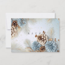 Pine d'hiver cônes bleu Brown blanc RSVP