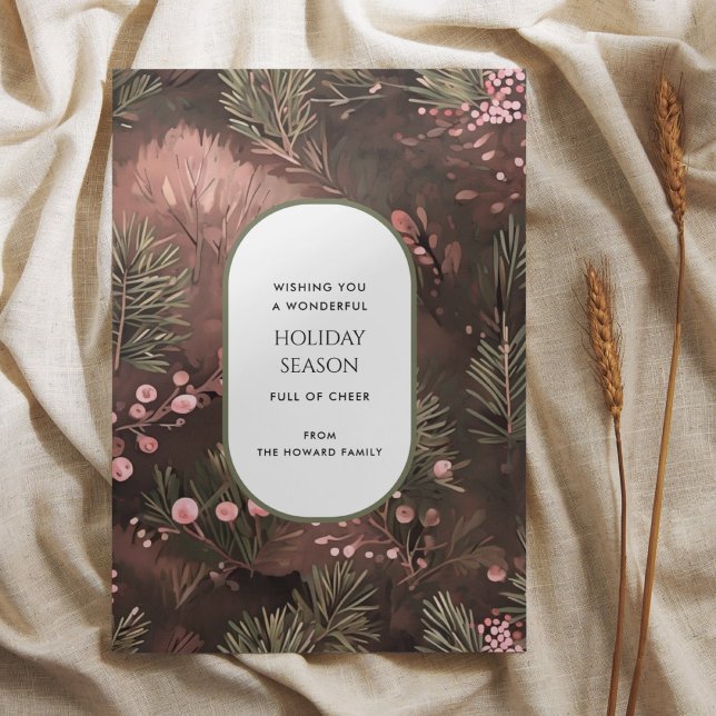 Pine et Berries Rustic Holiday Carte de voeux (Créateur téléchargé)