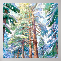 Pine Forest Paysage Accueil Décor Poster