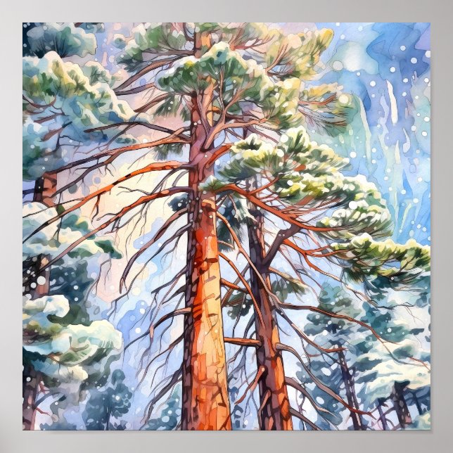 Pine Forest Paysage Accueil Décor Poster (Devant)