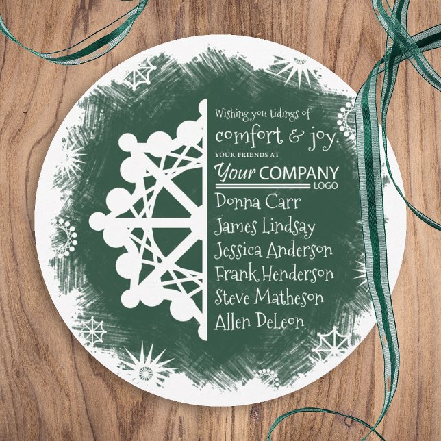 Pine Green, Bourgogne Carte de vacances pour affai (forest green hunter green company holiday card, green business logo christmas greeting card )
