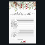 Pine Greenery Word<br><div class="desc">Winter Greenery Word Scramble Bridal Shower Game This design objets d’illustration of pine branches and cones with red berries in watercolor style on white background. The answer key: Honeymoon,  Cake,  Vows,  Wedding,  Aisle,  Bouquet,  Marriage,  Bridesmaid,  Flowers,  Forever,  Groom,  Reception,  Champagne,  Husband,  Love,  Family,  Couple</div>
