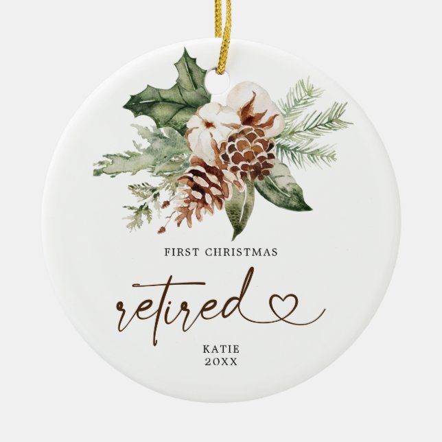 Pine Rustique Premier Noël Ornement Retraité Cadea (Devant)