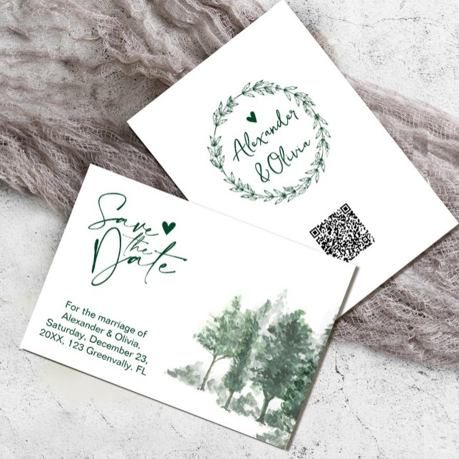 Pine Tree Forest Mariage rustique enregistrer la d (Pine Tree Forest Rustic wedding save the date #zazzlemade#savethedates #destinationsavethedateinvite)
