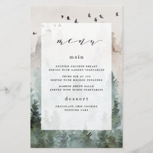 Pine Tree Forest Rustique Thème Mariage Cartes de